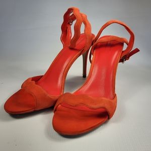 ALDO Women's Scarlet Poppy Red Sandals Stilettos Heels Suede Leather Size 9